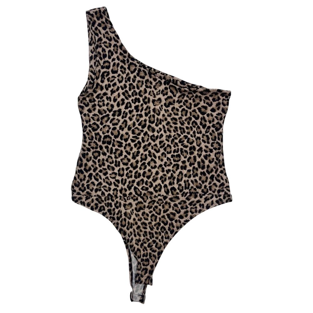 Vibe Sportswear Women’s One Shoulder Leopard Bodysuit Size M – Animal Print Top